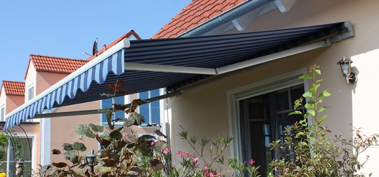Striped awning with valence