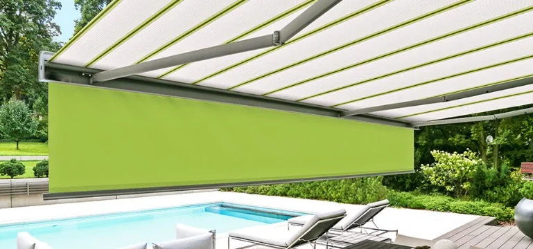 Green and white awning Green and white awning