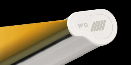 Yellow canvas white awning corner Yellow canvas white awning corner